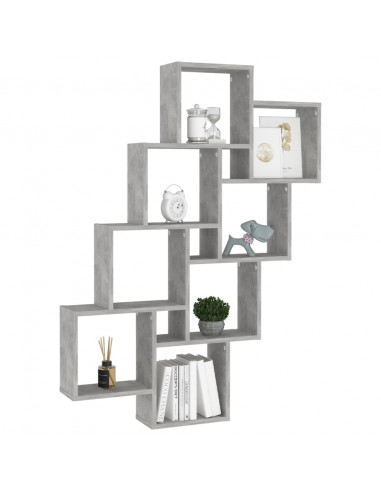Mensola Parete Cubo Grigio Cemento 90x15x119 Legno Multistrato