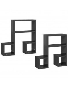 Mensole a Muro 2 pz Grigio Lucido 50x15x50 cm Legno Multistrato 2