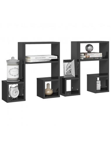 Mensole a Muro 2 pz Grigio Lucido 50x15x50 cm Legno Multistrato