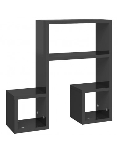 Mensole a Muro 2 pz Grigio Lucido 50x15x50 cm Legno Multistrato