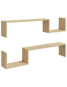 Mensole a Muro 2pz Rovere Sonoma 100x15x20 cm Legno Multistrato 2