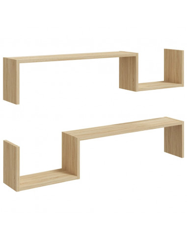 Mensole a Muro 2pz Rovere Sonoma 100x15x20 cm Legno Multistrato