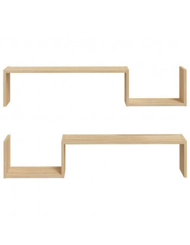 Mensole a Muro 2pz Rovere Sonoma 100x15x20 cm Legno Multistrato