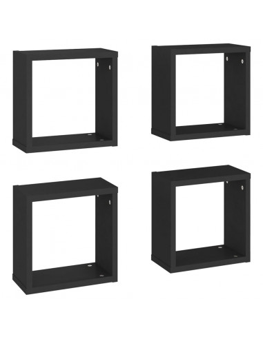 Mensole Parete a Cubo 4 pz Nere 30x15x30 cm
