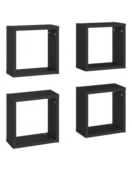 Mensole Parete a Cubo 4 pz Nere 30x15x30 cm