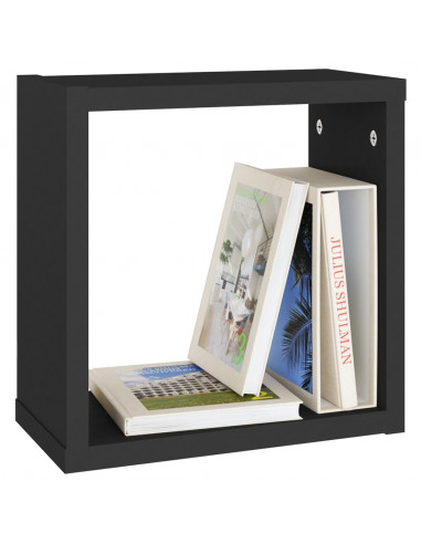 Mensole Parete a Cubo 4 pz Nere 30x15x30 cm