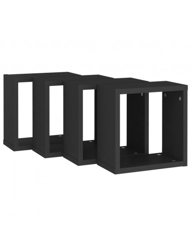 Mensole Parete a Cubo 4 pz Nere 30x15x30 cm