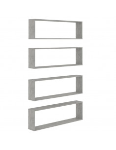 Mensole Parete Cubo 4pz Grigio Cemento 100x15x30 cm Multistrato 2