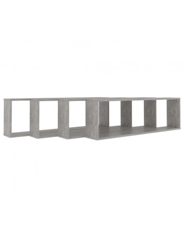 Mensole Parete Cubo 4pz Grigio Cemento 100x15x30 cm Multistrato