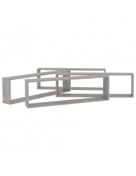 Mensole Parete Cubo 4pz Grigio Cemento 100x15x30 cm Multistrato