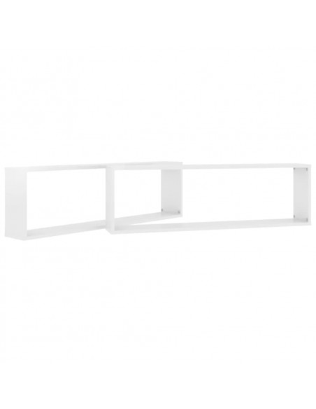 Mensole Parete a Cubo 2pz Bianco Lucido 100x15x30cm Multistrato