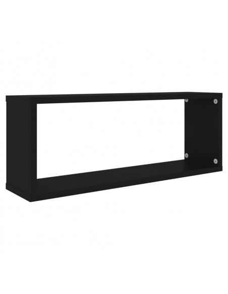 Mensole Parete a Cubo 6pz Nere 60x15x23 cm Legno Multistrato