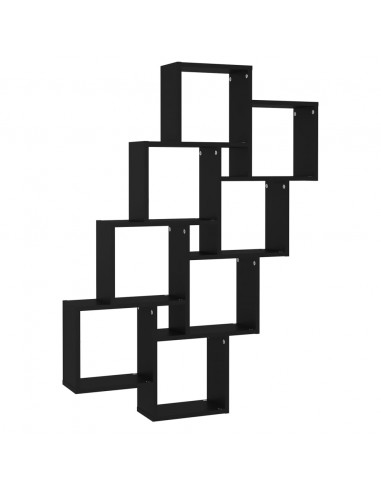 Mensola Parete a Cubo Nera 90x15x119 cm in Legno Multistrato