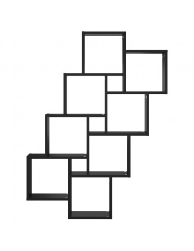 Mensola Parete a Cubo Nera 90x15x119 cm in Legno Multistrato