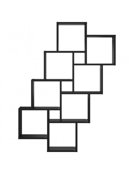 Mensola Parete a Cubo Nera 90x15x119 cm in Legno Multistrato