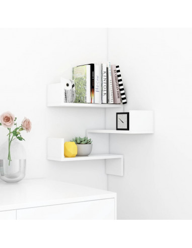 Scaffale Parete Angolo Bianco 40x40x50 cm in Legno Multistrato