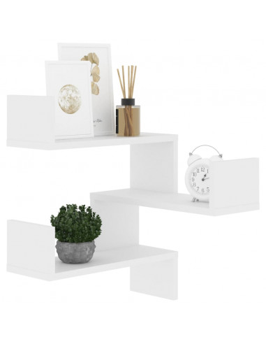 Scaffale Parete Angolo Bianco 40x40x50 cm in Legno Multistrato