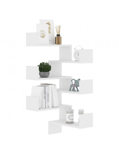Mensole a Muro Angolari 2 pz Bianche 40x40x50 cm in Multistrato
