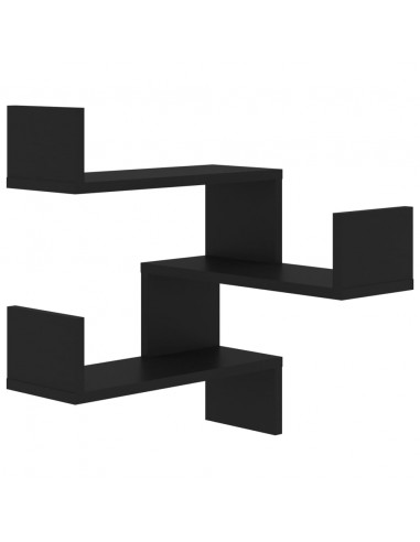 Scaffale Angolare a Muro Nero 40x40x50 cm Legno Multistrato