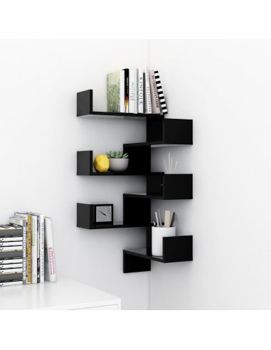Mensole a Muro Angolari 2 pz Nere 40x40x50 cm in Multistrato