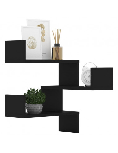Mensole a Muro Angolari 2 pz Nere 40x40x50 cm in Multistrato