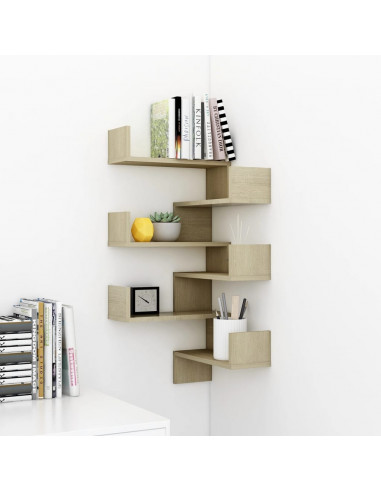 Scaffali Angolari Muro 2pz Sonoma 40x40x50cm Legno Multistrato