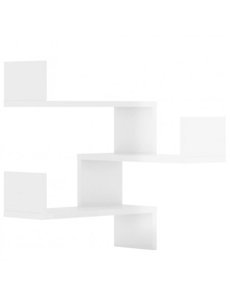 Scaffali Angolari Muro 2pz Bianco Lucido 40x40x50cm Multistrato