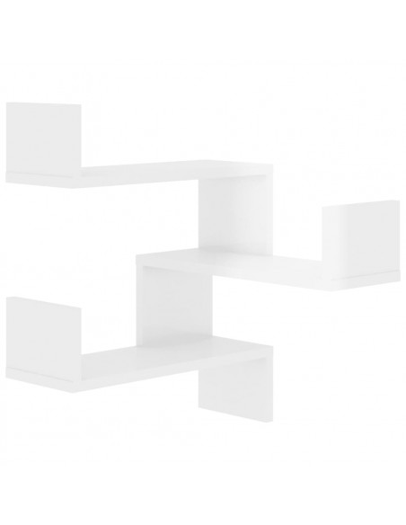 Scaffali Angolari Muro 2pz Bianco Lucido 40x40x50cm Multistrato