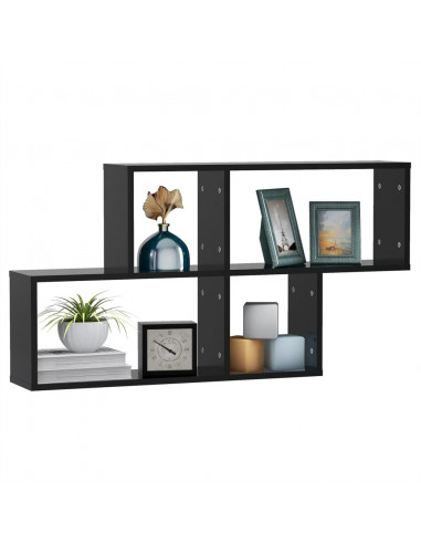 Scaffale a Parete Nero 100x18x53 cm in Legno Multistrato