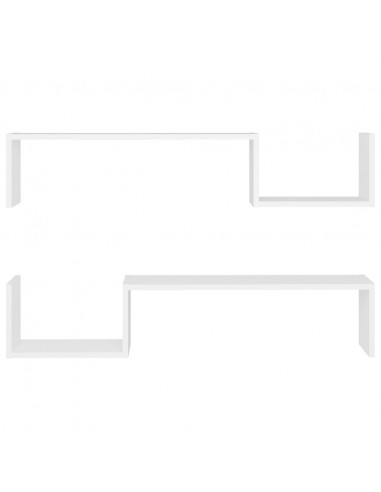 Mensole a Muro 2 pz Bianche 100x15x20 cm in Legno Multistrato