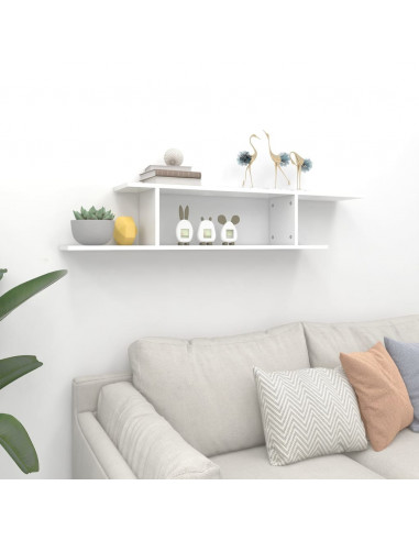 Scaffale TV Parete Rovere Bianco 125x18x23 cm Legno Multistrato