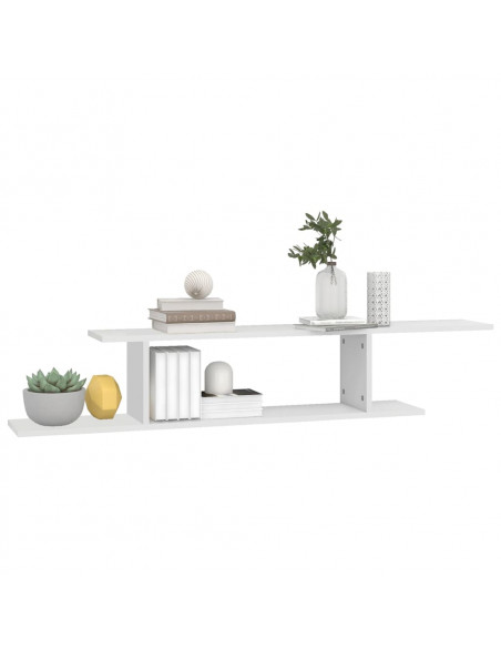 Scaffale TV Parete Rovere Bianco 125x18x23 cm Legno Multistrato