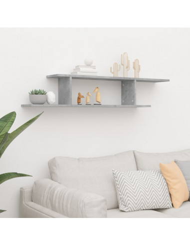 Scaffale TV Parete Grigio Cemento 125x18x23cm Legno Multistrato