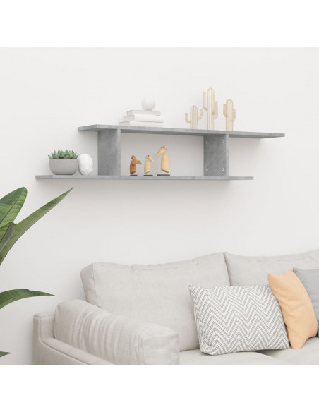Scaffale TV Parete Grigio Cemento 125x18x23cm Legno Multistrato