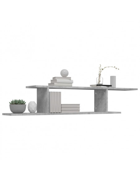 Scaffale TV Parete Grigio Cemento 125x18x23cm Legno Multistrato