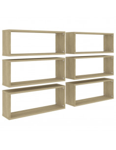 Mensole Parete a Cubo 6pz Rovere Sonoma 60x15x23 cm Multistrato 2