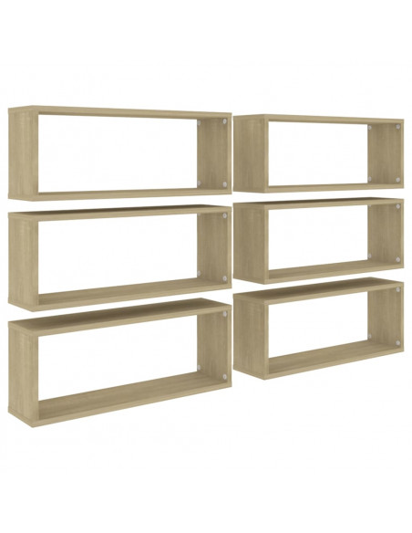 Mensole Parete a Cubo 6pz Rovere Sonoma 60x15x23 cm Multistrato