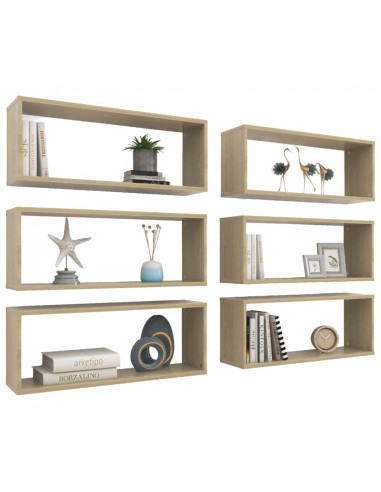 Mensole Parete a Cubo 6pz Rovere Sonoma 60x15x23 cm Multistrato