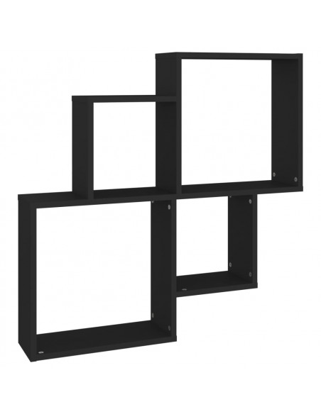 Mensola da Parete a Cubo Nera 80x15x78,5 cm Legno Multistrato