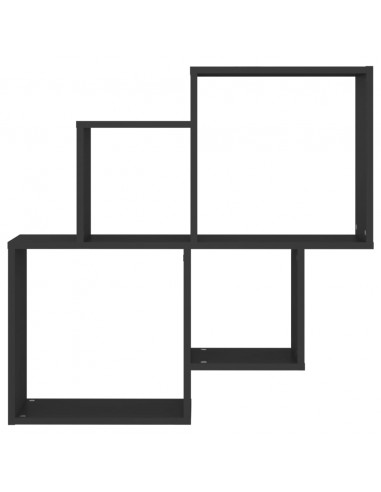Mensola da Parete a Cubo Nera 80x15x78,5 cm Legno Multistrato