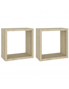 Mensole a Cubo 2 pz Rovere Sonoma 30x15x30 cm 2