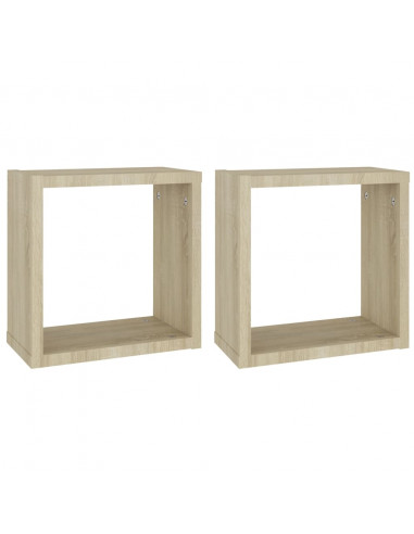 Mensole a Cubo 2 pz Rovere Sonoma 30x15x30 cm