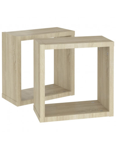 Mensole a Cubo 2 pz Rovere Sonoma 30x15x30 cm
