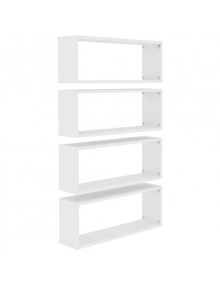 Mensole Parete a Cubo 4pz Bianche 60x15x23 cm Legno Multistrato