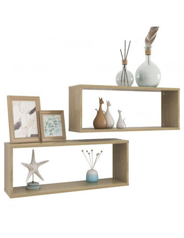 Mensole Parete a Cubo 2pz Rovere Sonoma 60x15x23 cm Multistrato