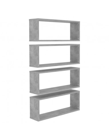 Mensole Parete a Cubo 4pz Grigio Cemento 60x15x23cm Multistrato