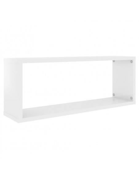 Mensole Parete a Cubo 2pz Bianco Lucido 60x15x23cm Multistrato