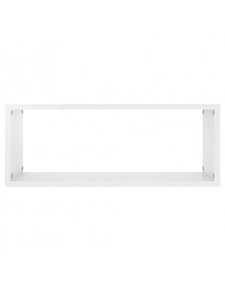 Mensole Parete a Cubo 2pz Bianco Lucido 60x15x23cm Multistrato