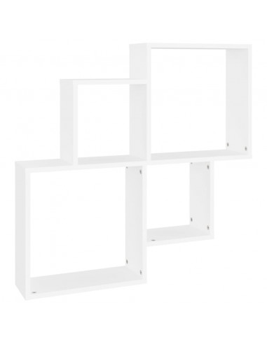 Mensola da Parete a Cubo Bianca 80x15x78,5 cm in Multistrato