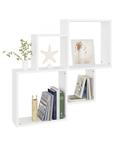 Mensola da Parete a Cubo Bianca 80x15x78,5 cm in Multistrato